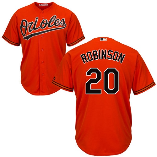 Men's Majestic Baltimore Orioles #20 Frank Robinson Replica Orange Alternate Cool Base MLB Jersey B0B3