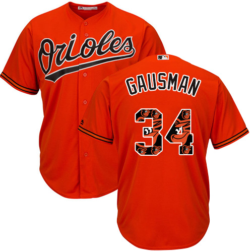 Men's Majestic Baltimore Orioles #39 Kevin Gausman Authentic Orange Team Logo Fashion Cool Base MLB Jersey U0B8