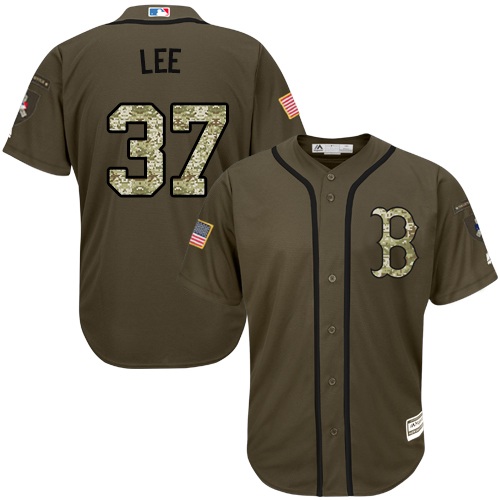 Men's Majestic Boston Red Sox #37 Bill Lee Authentic Green Salute to Service MLB Jersey R6O2