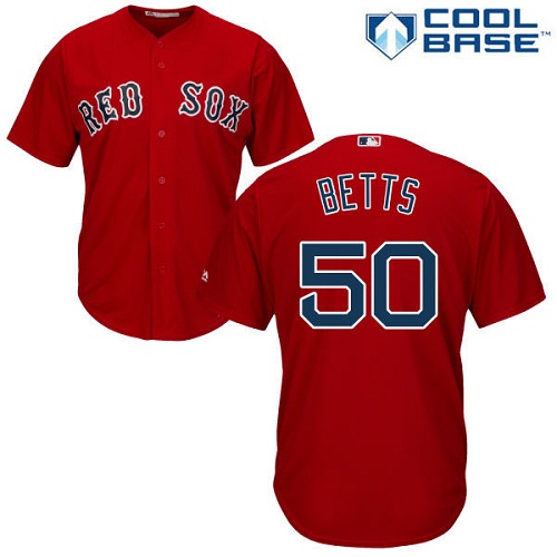 Men's Majestic Boston Red Sox #50 Mookie Betts Replica Red Alternate Home Cool Base MLB Jersey T9Q6