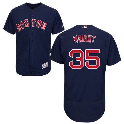 Men's Majestic Boston Red Sox #35 Steven Wright Authentic Navy Blue Alternate Road Cool Base MLB Jersey K6M4