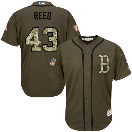 Men's Majestic Boston Red Sox #43 Addison Reed Authentic Green Salute to Service MLB Jersey N6W0