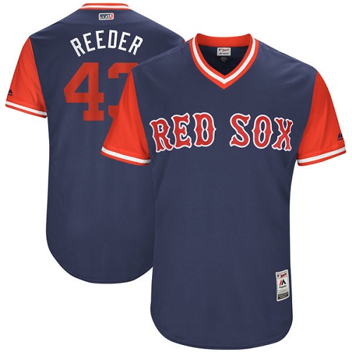 Men's Majestic Boston Red Sox #43 Addison Reed "Reeder" Authentic Navy Blue 2017 Players Weekend MLB Jersey T8E4