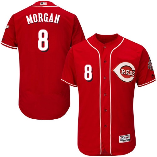 Men's Majestic Cincinnati Reds #8 Joe Morgan Authentic Red Alternate Cool Base MLB Jersey N9R0