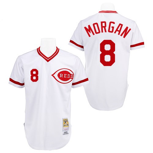 Men's Mitchell and Ness Cincinnati Reds #8 Joe Morgan Authentic White Throwback MLB Jersey C4H0